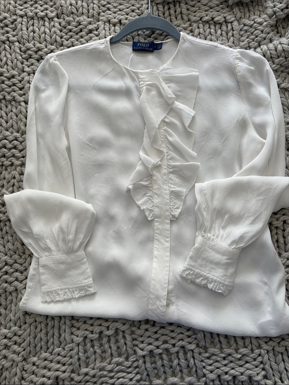 Polo by Ralph Lauren Ivory Ruffle Front Long-Sleeve Blouse